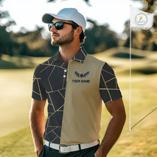 Load image into Gallery viewer, Black and Gold pattern Mens Golf polo shirts custom golf attire for men, golfing gifts NQS10359
