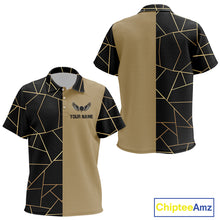 Load image into Gallery viewer, Black and Gold pattern Kid Golf polo shirt custom golf attire for Kid, golfing gifts NQS10359