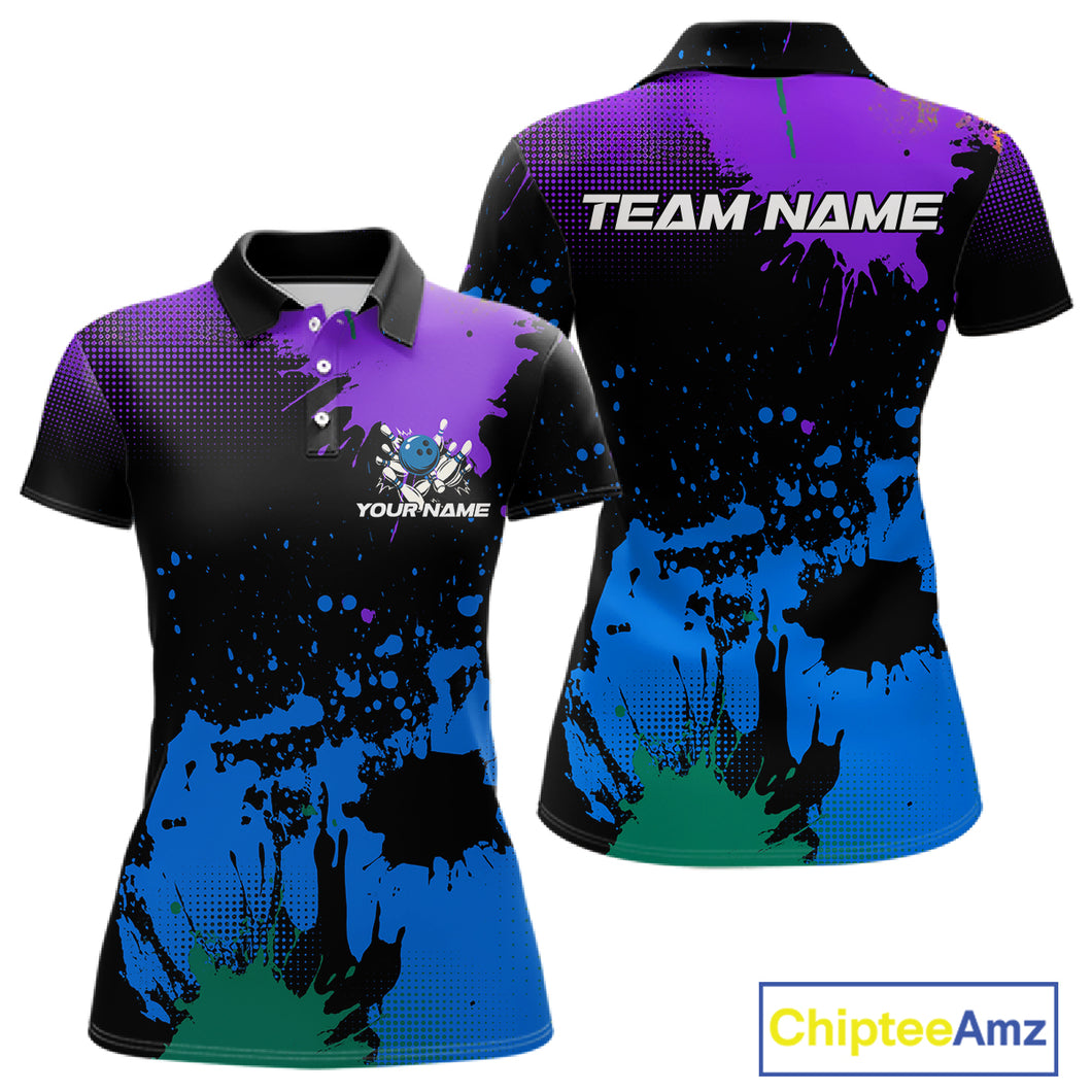Personalized Bowling Polo, Quarter Zip Shirts For Women Custom Team Bowling Jersey Gift For Bowlers NQS10596