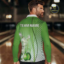Load image into Gallery viewer, Mens bowling polo, quarter zip shirts Custom bowling team jerseys, gift for Bowlers | Green NQS10072