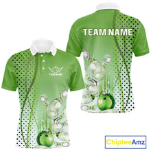 Load image into Gallery viewer, Mens bowling polo, quarter zip shirts Custom bowling team jerseys, gift for Bowlers | Green NQS10072
