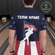 Load image into Gallery viewer, Red, White and Blue American Flag Bowling Team Shirts For Men Custom Patriotic Bowling Jerseys NQS10220