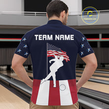 Load image into Gallery viewer, Red, White and Blue American Flag Bowling Team Shirts For Men Custom Patriotic Bowling Jerseys NQS10220