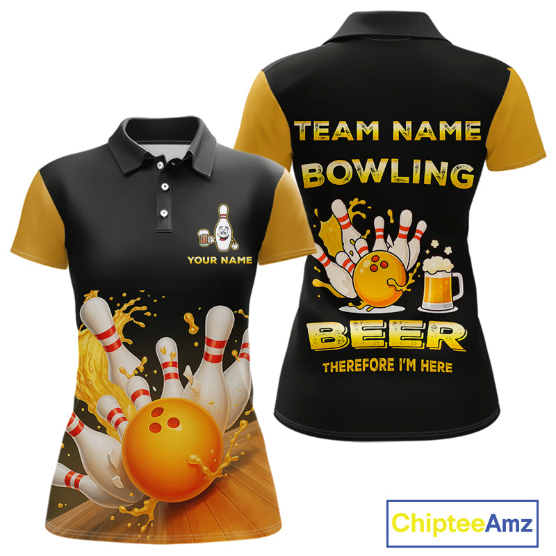 Bowling & Beer therefore i'm here custom funny Bowling shirts for Women, Bowling team apparel NQS10274