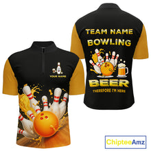 Load image into Gallery viewer, Bowling &amp; Beer therefore i&#39;m here custom funny Bowling shirts for Men, Bowling team apparel NQS10274