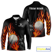 Load image into Gallery viewer, Flame Golf ball black Golf polo shirt for men Custom Mens golf top, personalized golf gifts NQS10364