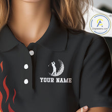 Load image into Gallery viewer, Flame Golf ball black Golf polo shirt for Women Custom ladies golf top, personalized golf gifts NQS10364