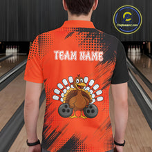 Load image into Gallery viewer, Custom Orange Turkey Bowling Shirt For Men, Thanksgiving Bowling Team Jersey Bowler Outfit NQS10369