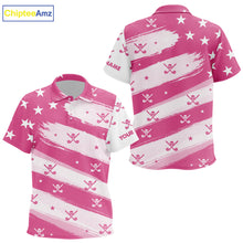 Load image into Gallery viewer, Pink American Flag Kid golf polo shirt custom patriotic golf outfits kid, cool golf gifts NQS10092