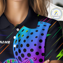 Load image into Gallery viewer, Colorful Neon skull golfer Women golf polo shirt custom golf attire for ladies, cool golf gifts NQS10098