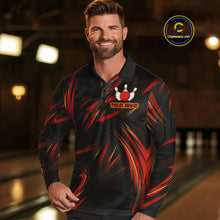 Load image into Gallery viewer, Black and Red Camo Mens Bowling Polo, Quarter Zip shirts custom Bowler Outfits bowling team jerseys NQS10155