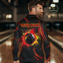 Load image into Gallery viewer, Black and Red Camo Mens Bowling Polo, Quarter Zip shirts custom Bowler Outfits bowling team jerseys NQS10155