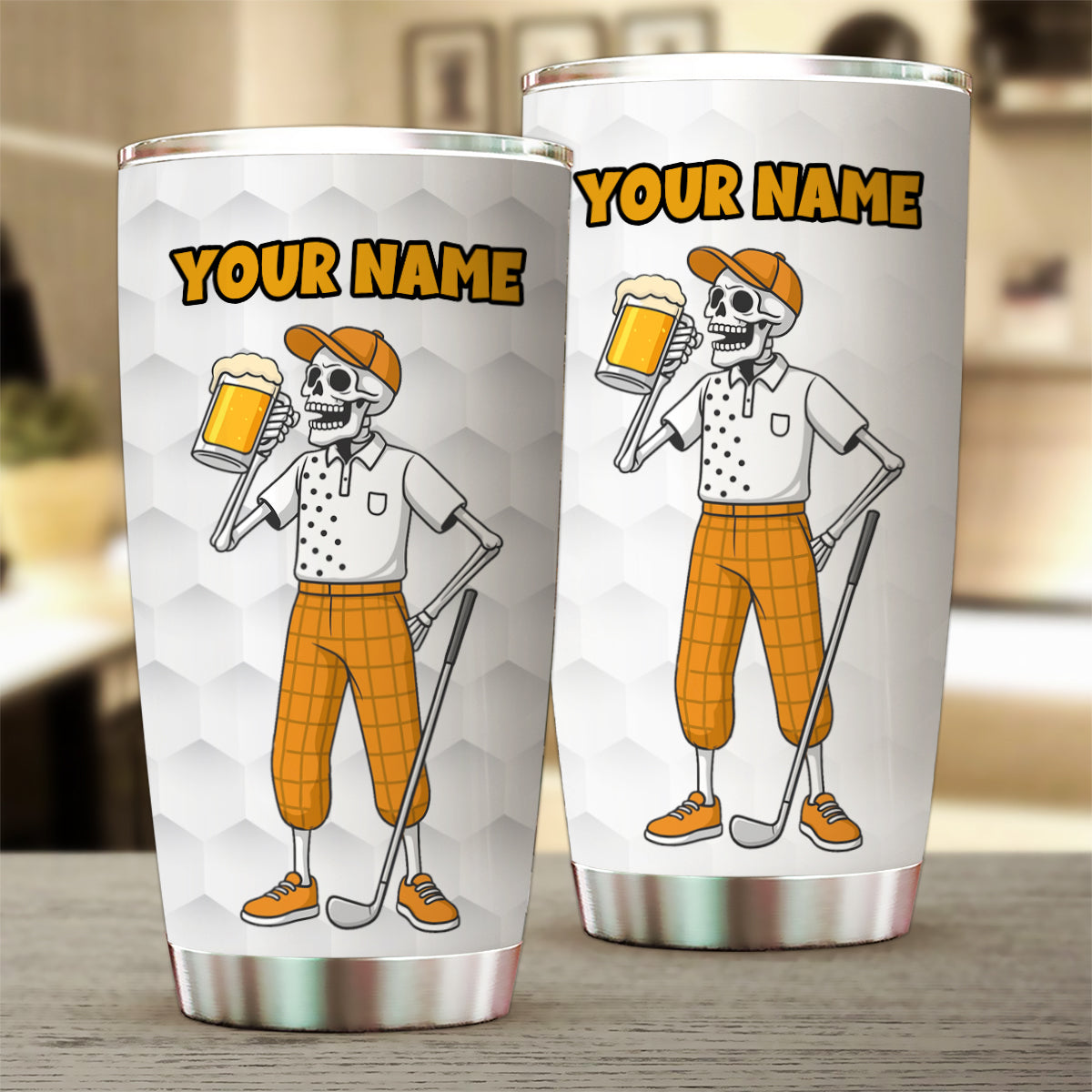 1PC Funny Skull White Golf Beer Tumbler Custom Stainless Steel Tumbler Cup - personalized golf gifts NQS9881