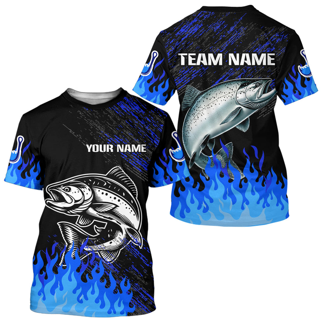 Blue fire Salmon fishing Custom performance long sleeve Salmon fishing tournament shirts for team NQS9742