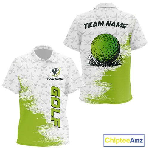 Green and White golf camo Kid golf polo shirts custom golf wear for Kid, best golf gifts NQS10170