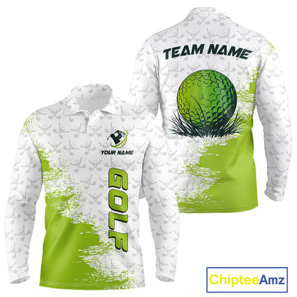 Green and White golf camo Men golf polo shirts custom golf wear for mens, best golf gifts NQS10170