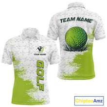 Load image into Gallery viewer, Green and White golf camo Men golf polo shirts custom golf wear for mens, best golf gifts NQS10170