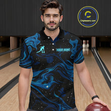 Load image into Gallery viewer, Blue Butterflies Bowling Polo, Quarter-Zip Shirts For Men Custom Team Bowling League Jersey NQS10578