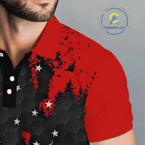 Red, White and Blue Golf Polo shirts for Men Custom Patriotic Gift For Golfers, Mens golf outfit NQS10590