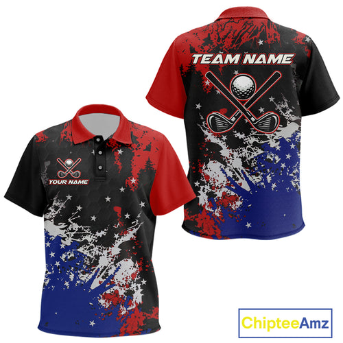 Red, White and Blue Golf Polo shirts for Kid Custom Patriotic Gift For Golfers, Kids golf outfit NQS10590