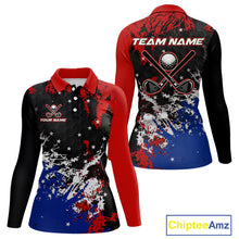 Load image into Gallery viewer, Red, White and Blue Golf Polo shirts for Women Custom Patriotic Gift For Golfers, Ladies golf outfit NQS10590