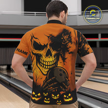 Load image into Gallery viewer, Custom Skull Bowling Jerseys For Men Bowling Team Polo, Quarter Zip Shirts Halloween Outfits NQS10618