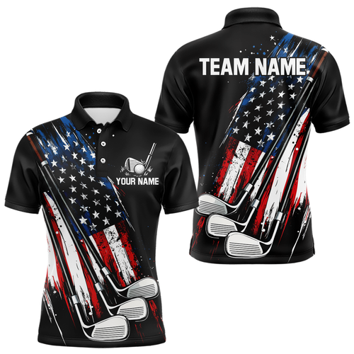 Black American Flag Golf Clubs Mens Golf polo shirts custom team name patriotic golf outfit for men NQS9871