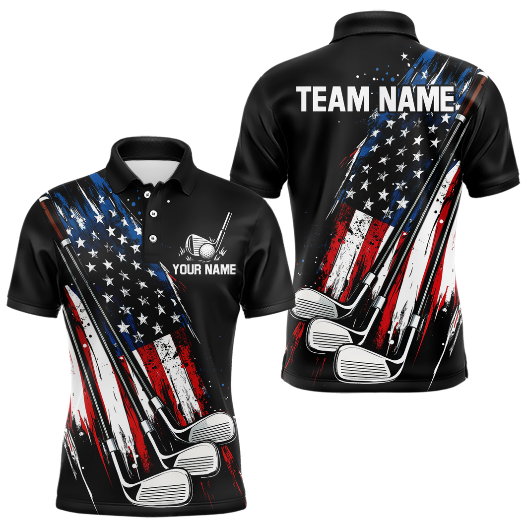 Black American Flag Golf Clubs Mens Golf polo shirts custom team name patriotic golf outfit for men NQS9871