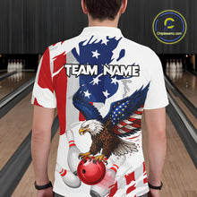 Load image into Gallery viewer, Red, White and Blue American Flag Eagle Bowling Shirts For Men Custom Patriotic Bowling Team Jerseys NQS10639