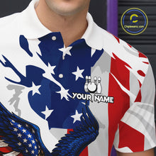 Load image into Gallery viewer, Red, White and Blue American Flag Eagle Bowling Shirts For Men Custom Patriotic Bowling Team Jerseys NQS10639