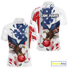 Load image into Gallery viewer, Red, White and Blue American Flag Eagle Bowling Shirts For Men Custom Patriotic Bowling Team Jerseys NQS10639