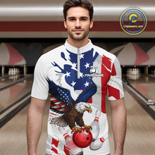 Load image into Gallery viewer, Red, White and Blue American Flag Eagle Bowling Shirts For Men Custom Patriotic Bowling Team Jerseys NQS10639