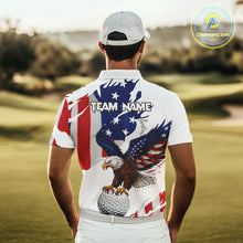 Load image into Gallery viewer, Red, White and Blue American Flag Eagle Mens Golf Polo Shirts Custom Patriotic Golf attire For Men NQS10640