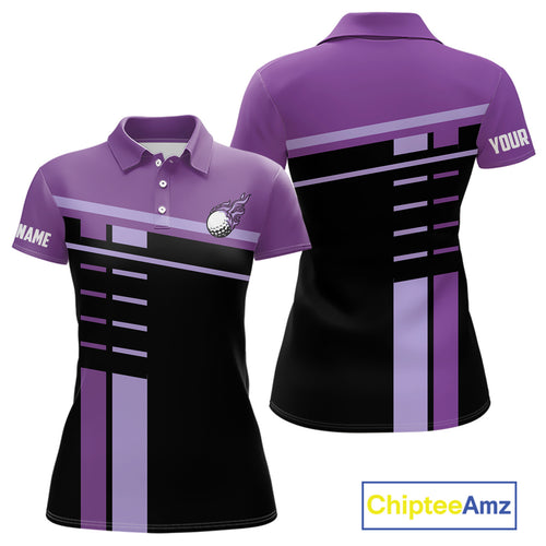 Personalized Black and Purple Women golf polo shirts, Custom Golf Shirts For Team ladies golfers NQS10160
