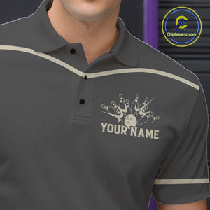Custom Retro Bowling Polo, Quarter Zip Shirt for Men Personalized Vintage Team Bowling Jersey NQS10505