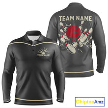 Load image into Gallery viewer, Custom Retro Bowling Polo, Quarter Zip Shirt for Men Personalized Vintage Team Bowling Jersey NQS10505