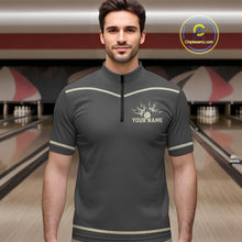 Load image into Gallery viewer, Custom Retro Bowling Polo, Quarter Zip Shirt for Men Personalized Vintage Team Bowling Jersey NQS10505