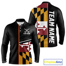 Load image into Gallery viewer, Maryland Flag black Men golf polo shirt Custom Patriotic Mens Golf attire For team, golfing gifts NQS10188