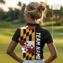 Load image into Gallery viewer, Maryland Flag black Women golf polo shirt Custom Patriotic Ladies Golf attire For team, golfing gifts NQS10188