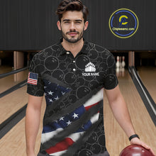Load image into Gallery viewer, American Flag Mens Bowling Shirt Custom Bowling Jersey for Team Patriotic Bowlers Polo, 1/4 zip Shirt NQS10427