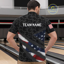Load image into Gallery viewer, American Flag Mens Bowling Shirt Custom Bowling Jersey for Team Patriotic Bowlers Polo, 1/4 zip Shirt NQS10427