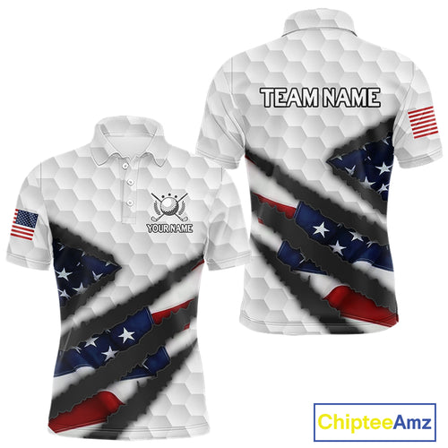 Personalized American Flag Golf polo shirt For Men Custom Patriotic Golf Gifts NQS10428
