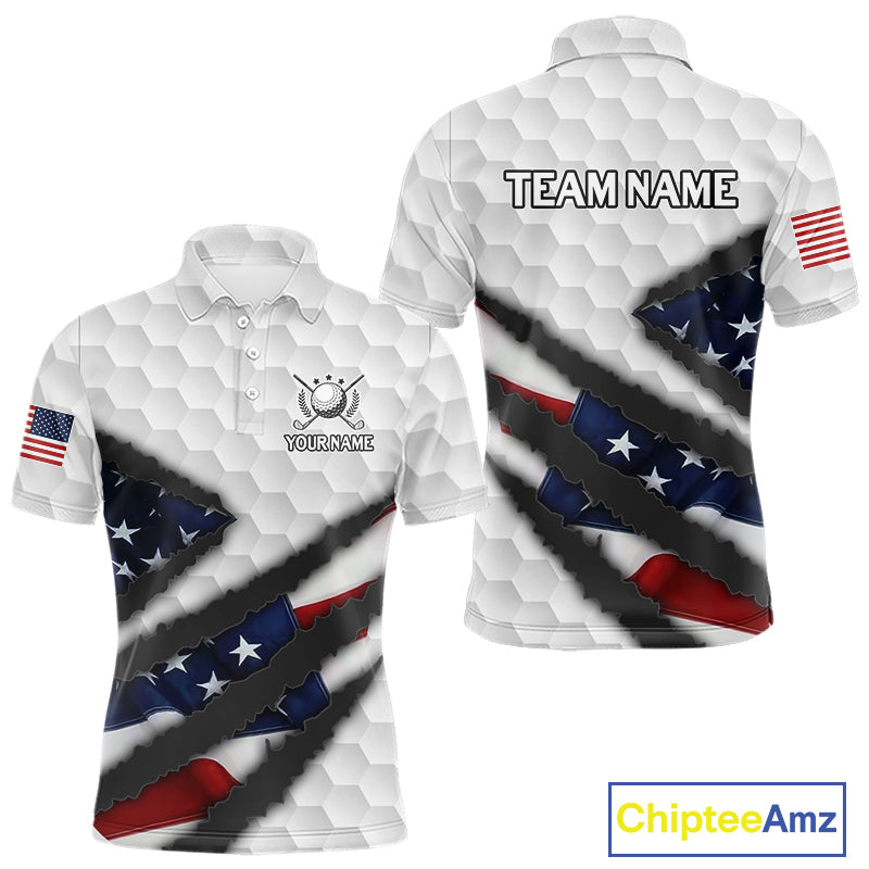 Personalized American Flag Golf polo shirt For Men Custom Patriotic Golf Gifts NQS10428