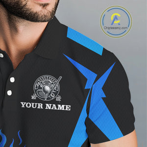 Black and Blue Flame Golf Ball Mens golf polo shirts custom golf attire for men, best golf gifts NQS10448