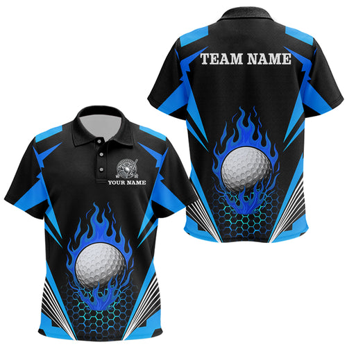 Black and Blue Flame Golf Ball Kid golf polo shirts custom golf attire for Kid, best golf gifts NQS10448