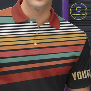 Retro Bowling Polo, Quarter Zip Shirt for Men Custom Vintage Team Bowling Jersey, Gift For Bowlers NQS10567