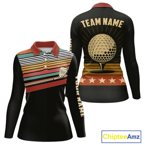 Retro Womens golf polo shirt Custom Vintage Team Golf attire for ladies, Gift For Golfers NQS10568