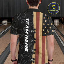 Load image into Gallery viewer, Vintage American Flag Black Bowling Camo Retro Bowling shirts for Men Custom Team bowling jersey NQS10584