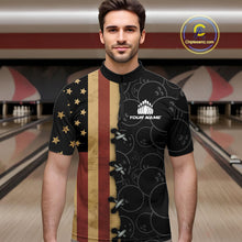 Load image into Gallery viewer, Vintage American Flag Black Bowling Camo Retro Bowling shirts for Men Custom Team bowling jersey NQS10584