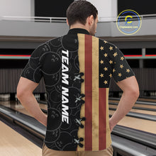 Load image into Gallery viewer, Vintage American Flag Black Bowling Camo Retro Bowling shirts for Men Custom Team bowling jersey NQS10584